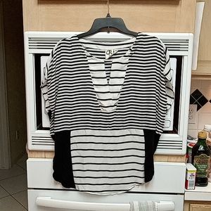 One September striped black and ivory